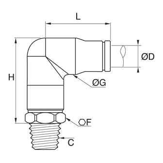 Racord rapid L, inox, filet exterior NPT