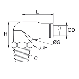 Racord rapid L, inox, filet exterior NPT