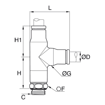 Racord rapid T asimetric, inox, filet exterior BSPP