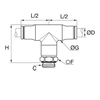 Racord rapid T simetric, inox, filet exterior