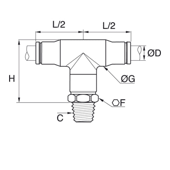 Racord rapid T simetric, inox, filet exterior NPT