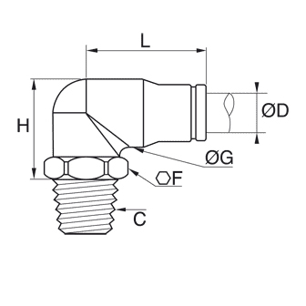 Racord rapid L, inox, filet exterior BSPT