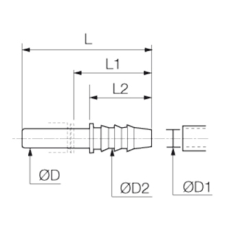 Racord adaptor, Liquifit, plug-in stut furtun, tub in inch