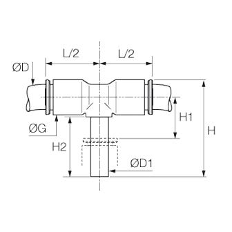 Racord rapid T simetric, Liquifit, plug-in, tun in inch