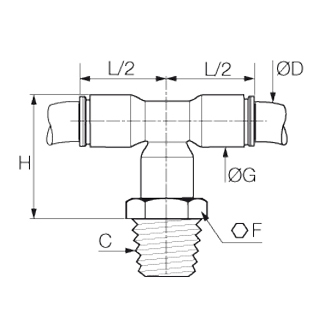 Racord rapid T simetric, Liquifit, filet exterior BSPT