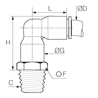 Racord rapid L orientabil, Liquifit, filet exterior BSPT