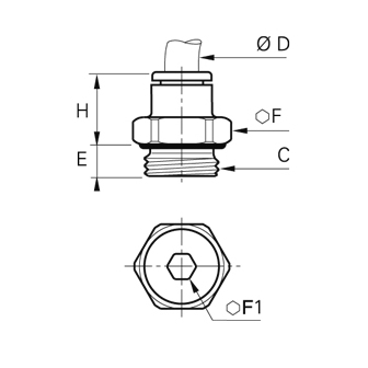 Racord rapid drept, LF6800 alama nichelata FDA, filet exterior BSPP sau metric