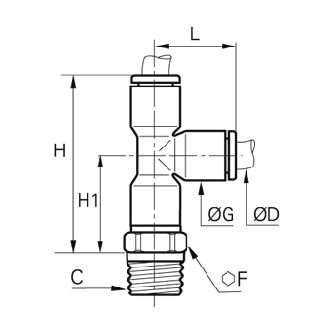 Racord rapid T asimetric, LF6800 alama nichelata FDA, filet exterior BSPT