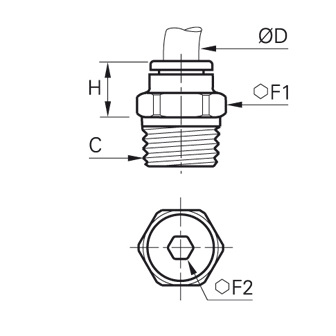 Racord rapid drept, LF6800 alama nichelata FDA, filet exterior BSPT