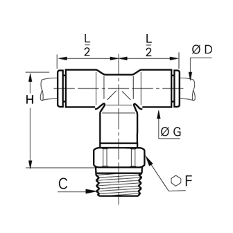 Racord rapid T simetric, LF6800 alama nichelata FDA, filet exterior BSPT