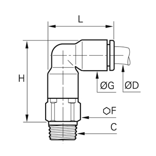 Racord rapid L, LF6800 alama nichelata FDA, filet exterior BSPT