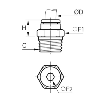 Racord rapid drept, LF6800, filet exterior BSPT