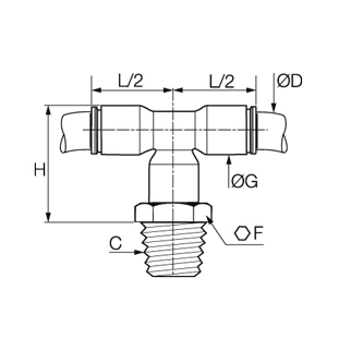 Racord rapid T simetric, LF6800, filet exterior BSPT