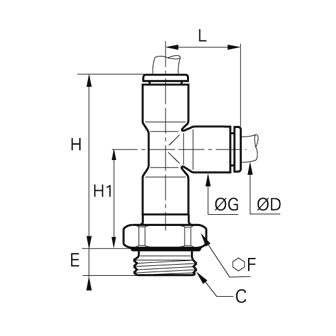 Racord rapid T asimetric, LF6800 alama nichelata FDA, filet exterior BSPP