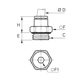 Racord rapid drept, LF6900 alama nichelata FDA, filet exterior BSPP sau metric