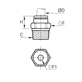 Racord rapid drept, LF6900 alama nichelata FDA, filet exterior BSPT