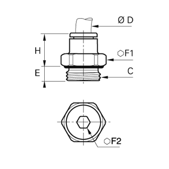 Racord rapid drept, LF6900 inox 316L, filet exterior BSPP