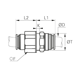 Racord rapid drept, LF6900 inox 316L, trecere panou