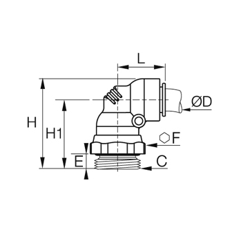 Racord L, Prestomatic 3, filet exterior metric