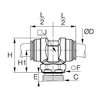 Racord T simetric, Prestomatic 2, filet exterior metric