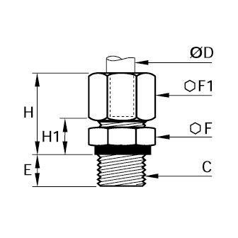 Racord drept alama, filet exterior BSPP sau metric