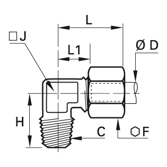 Racord L, alama, filet exterior NPT