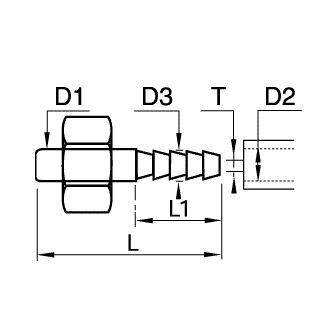 Racord adaptor alama, teava-stut pentru tub plastic