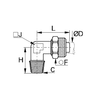 Racord L, alama nichelata, filet exterior BSPT