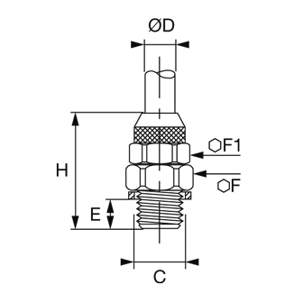 Racord drept, alama nichelata, filet exterior metric