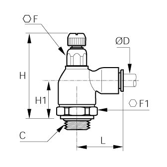 Regulator de debit la evacuare, filet BSPP