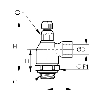 Regulator de debit la evacuare, filet BSPP