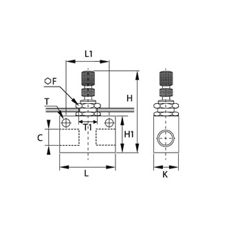 Regulator de debit in linie cu supapa de sens, filet BSPP sau metric