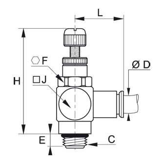 Regulator de debit miniatura, push-in, filet BSPP