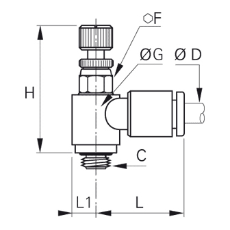 Regulator de debit bidirectional, miniatura