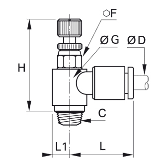 Regulator de debit la evacuare, miniatura, filet BSPT sau NPT