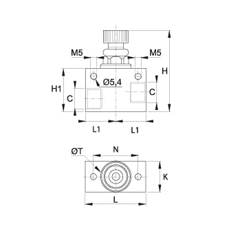 Regulator de debit bi-directional, inox, filet BSPP