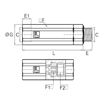 Supapa de sens reglabila, filet interior-exterior BSPP