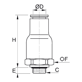 Supapa de sens, push-in, filet exterior BSPP sau metric