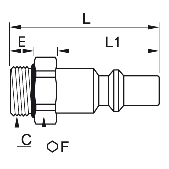 Cupla rapida tata, seria C9000, profil ISO B, filet exterior BSPP