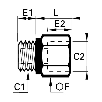 Racord adaptor crescator alama, filet exterior-interior BSPP