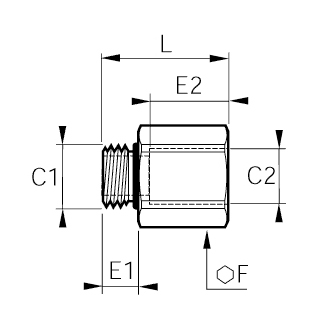 Racord adaptor crescator alama nichelata, filet exterior-interior BSPP