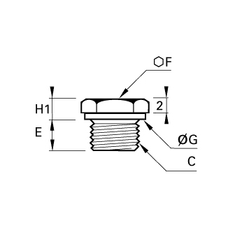 Dop cap hexagonal, alama, filet exterior BSPP sau metric