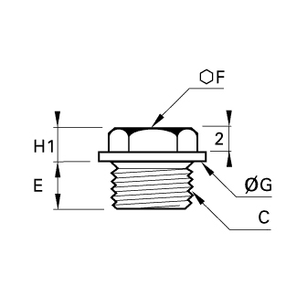 Dop cap hexagonal si guler, alama, filet exterior BSPP sau metric