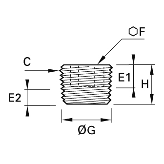 Dop hexagon interior, otel, filet exterior NPT