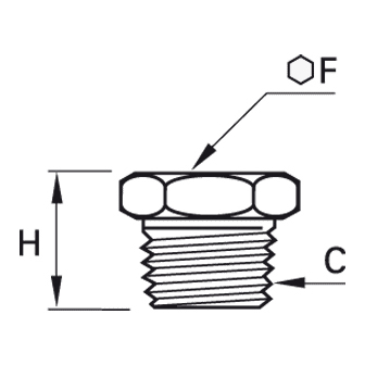 Dop cap hexagonal, otel, filet exterior BSPT