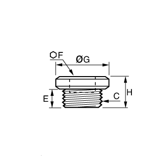 Dop hexagon interior si guler, alama nichelata, filet exterior BSPP si M5