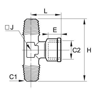 Racord T simetric, alama nichelata, filete exterioare BSPT, interior BSPP