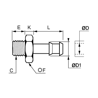 Racord adaptor cu stut, alama nichelata, filet exterior BSPP