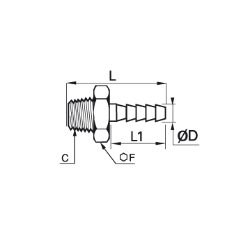 Racord adaptor cu stut, alama nichelata, filet exterior BSPT