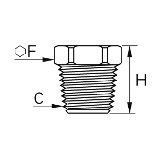 Dop cap hexagonal, alama, filet exterior BSPT